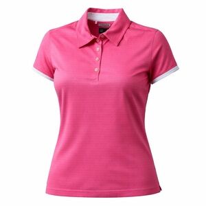 Adidas Climacool Golf Polo Women’s Medium Pink Striped Athletic Shirt E29433